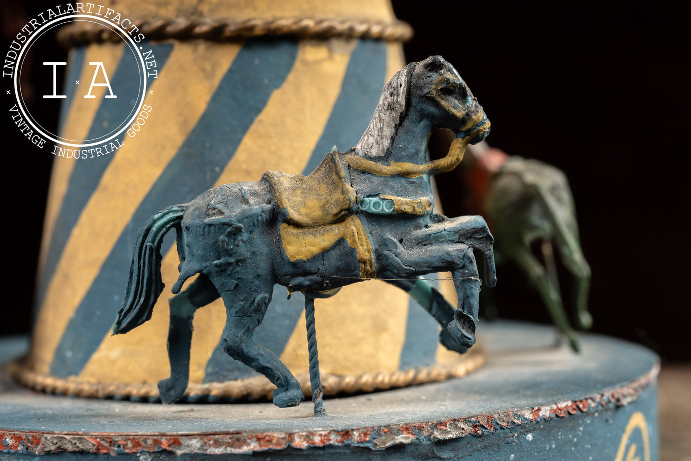 Antique Painted Tin Folk Art Carousel Toy