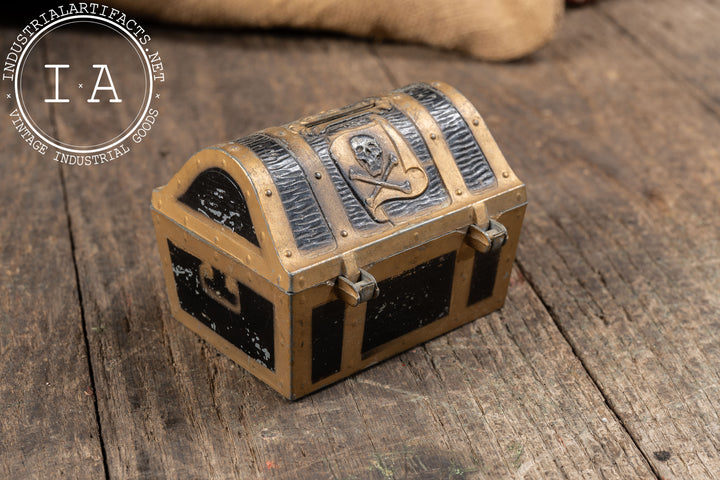 Vintage Painted Metal Pirate Chest Coin Bank by E. J. Kahn