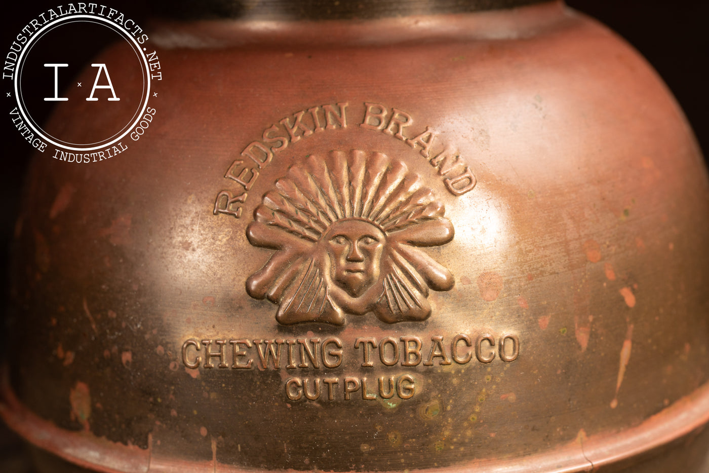 Antique Redskin Brand Chewing Tobacco Promotional Spittoon