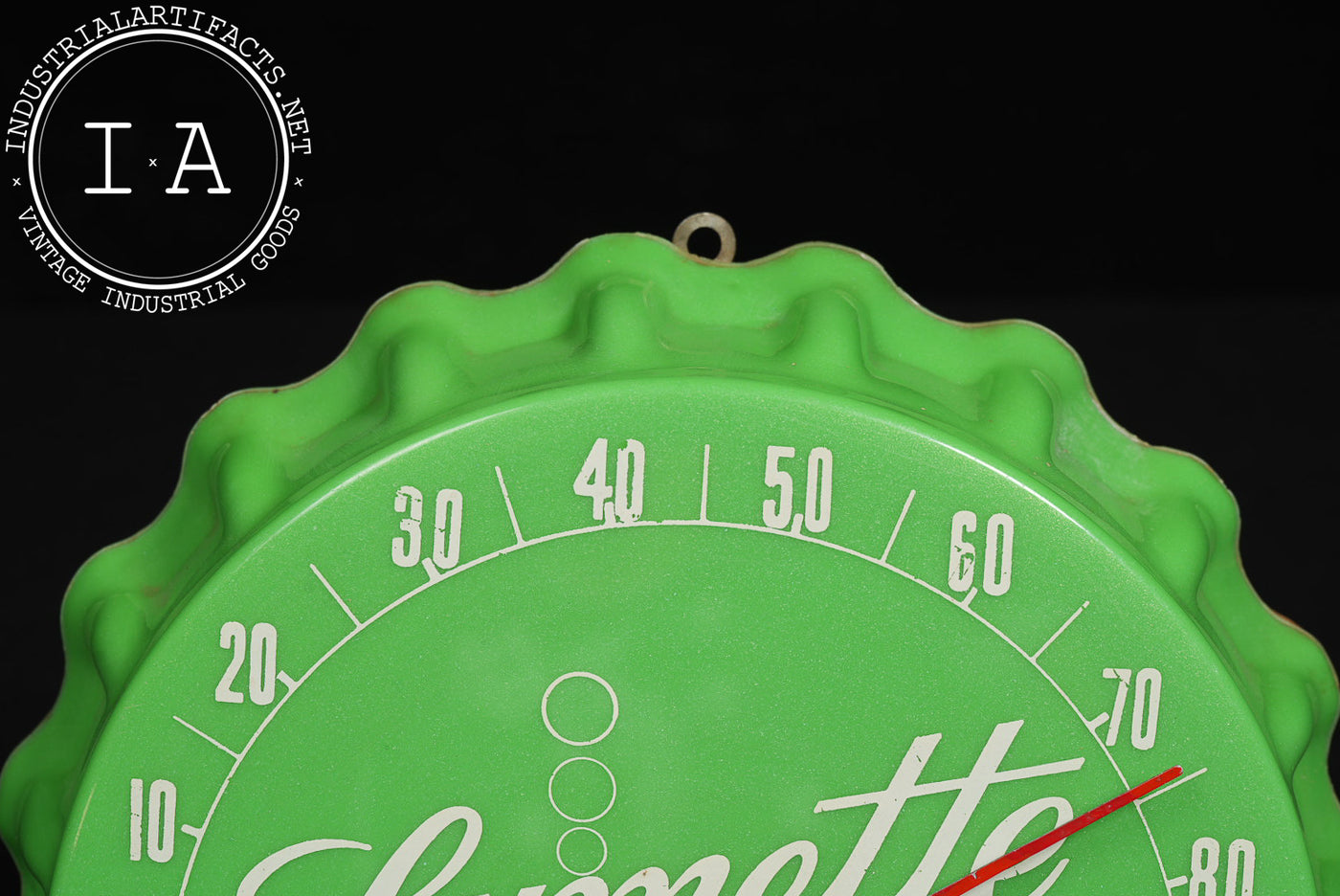 Vintage "Lymette Soda" Advertising Figural Bottle Cap Thermometer