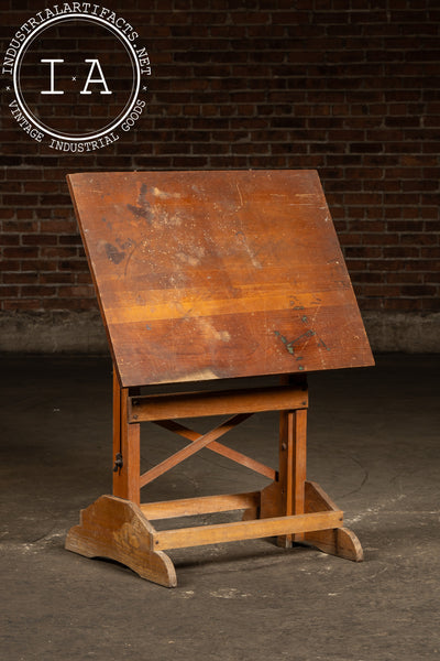 Small Antique Adjustable Wooden Drafting Table