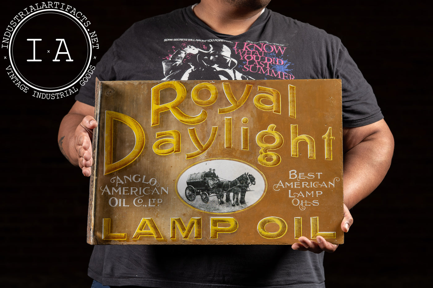Antique Royal Daylight Lamp Oil Double-Sided Porcelain Flange Sign