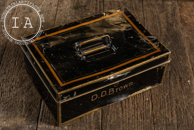 Late 19th Century Tin Lithographed Lock Box – D.D. Brown, Mayor of DeKalb, IL