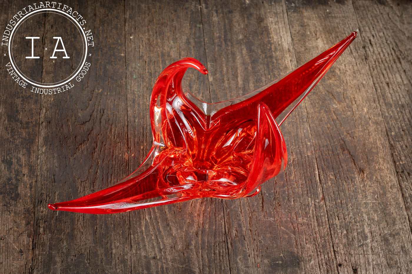 MCM Chalet-Inspired Art Glass Dish in Ruby