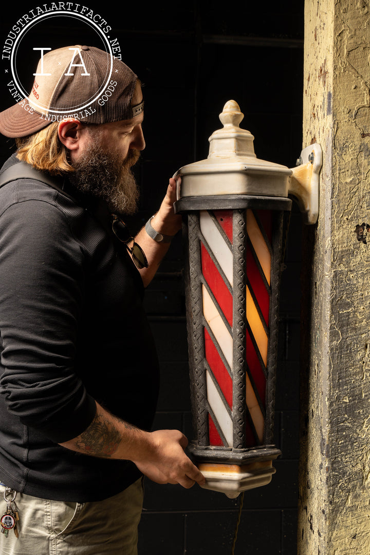 Antique No. 140 Lighted Koken Wall Mount Barber Pole – Industrial