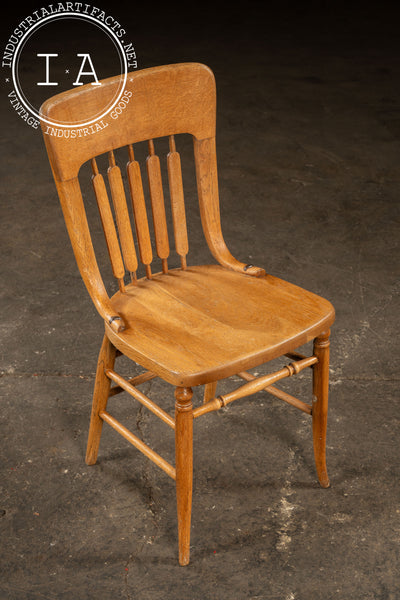 Antique Quarter-Sawn Oak Dining Chair with Cast Iron Bracings