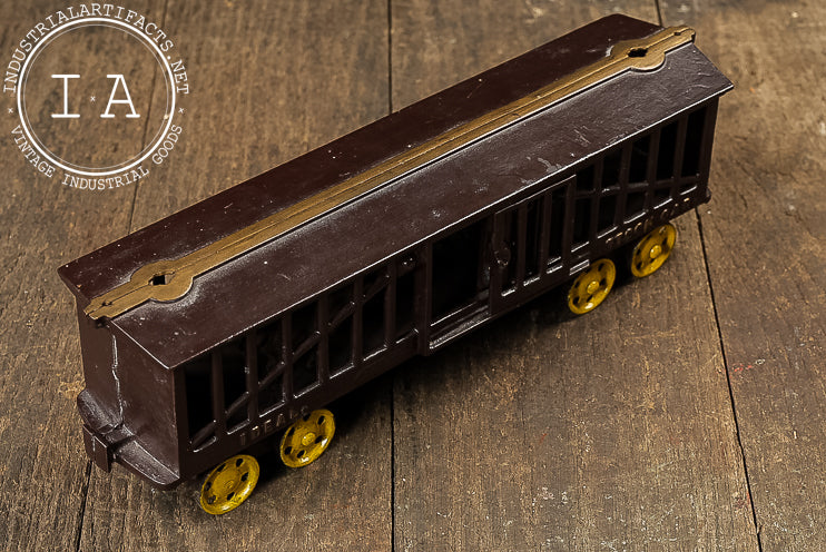Antique Ideal Cast Iron Railroad Stock Car with Yellow Wheels