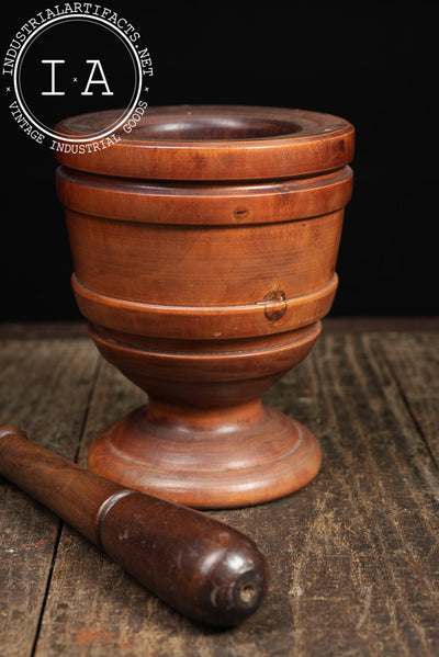 19th Century Turned Wood Apothecary Mortar & Pestle