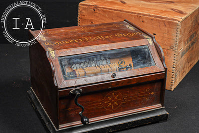 Early Concert Roller Organ with Music Cobs and Crate