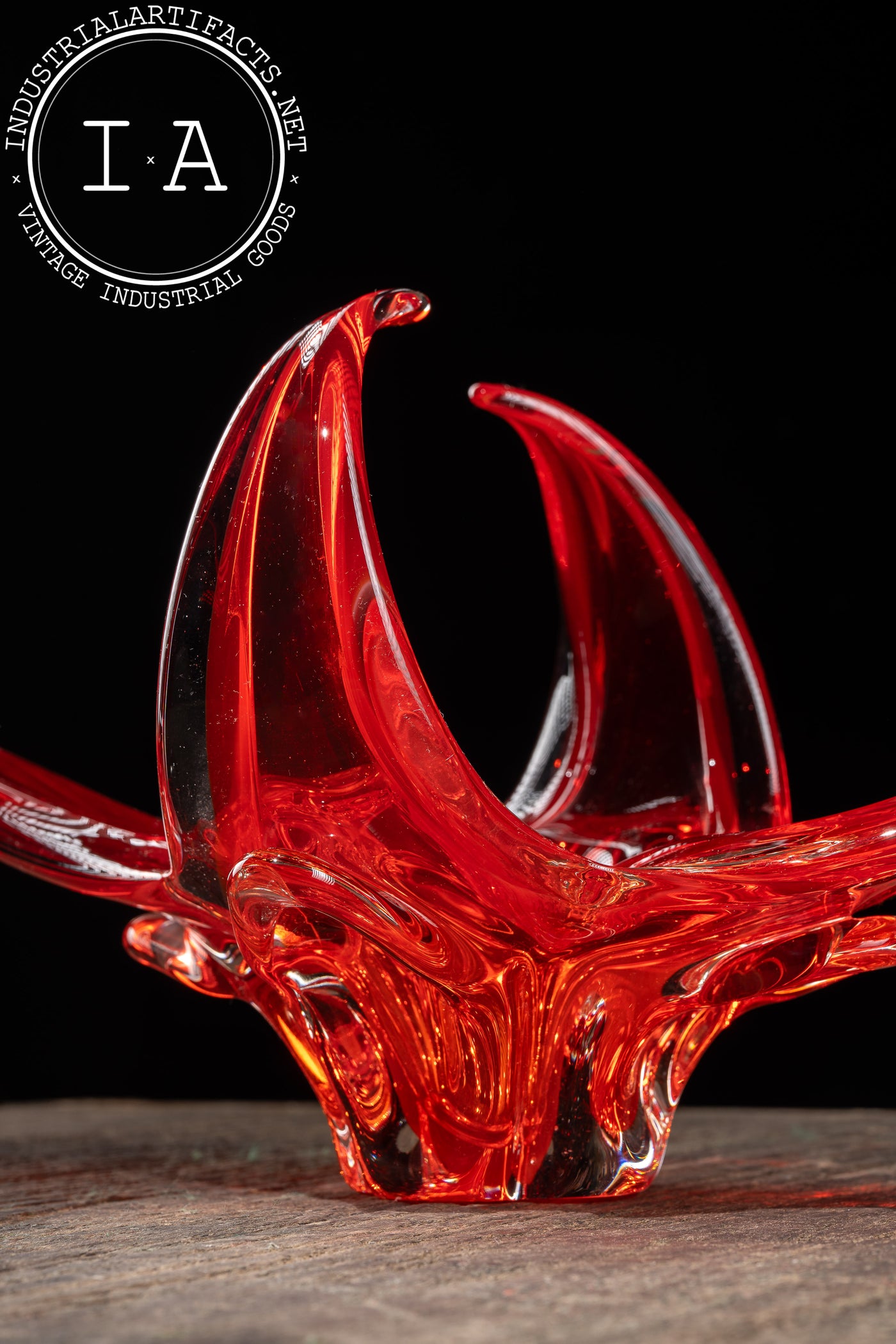 MCM Chalet-Inspired Art Glass Dish in Ruby