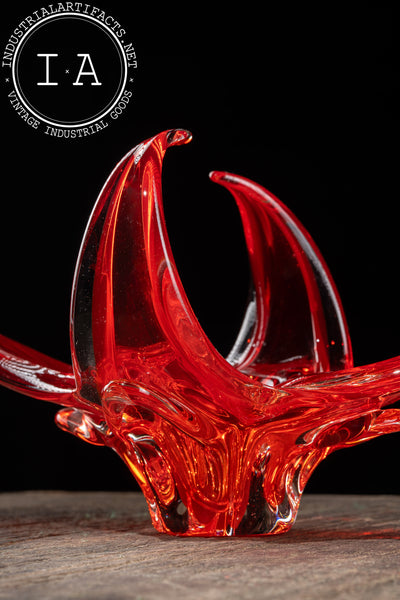 MCM Chalet-Inspired Art Glass Dish in Ruby