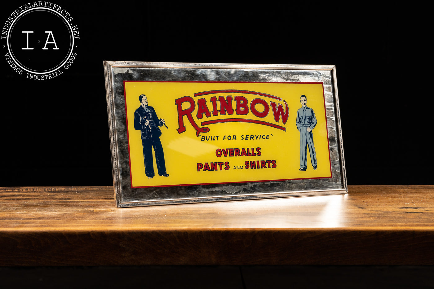 Vintage Rainbow Workwear Backlit Glass Sign