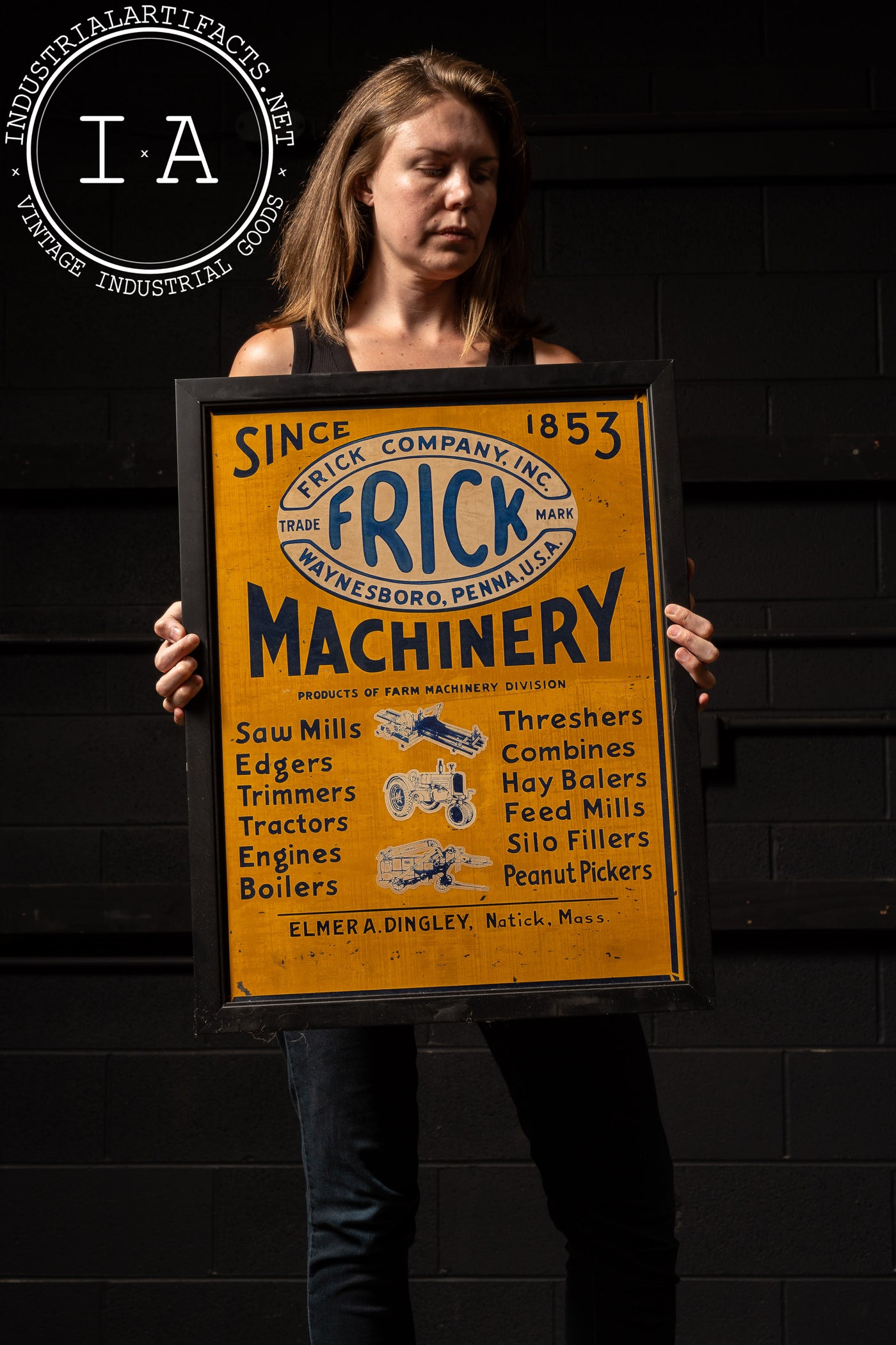 Trade Machine Sign Antique Frick Machinery Framed Trade Sign – Industrial Artifacts