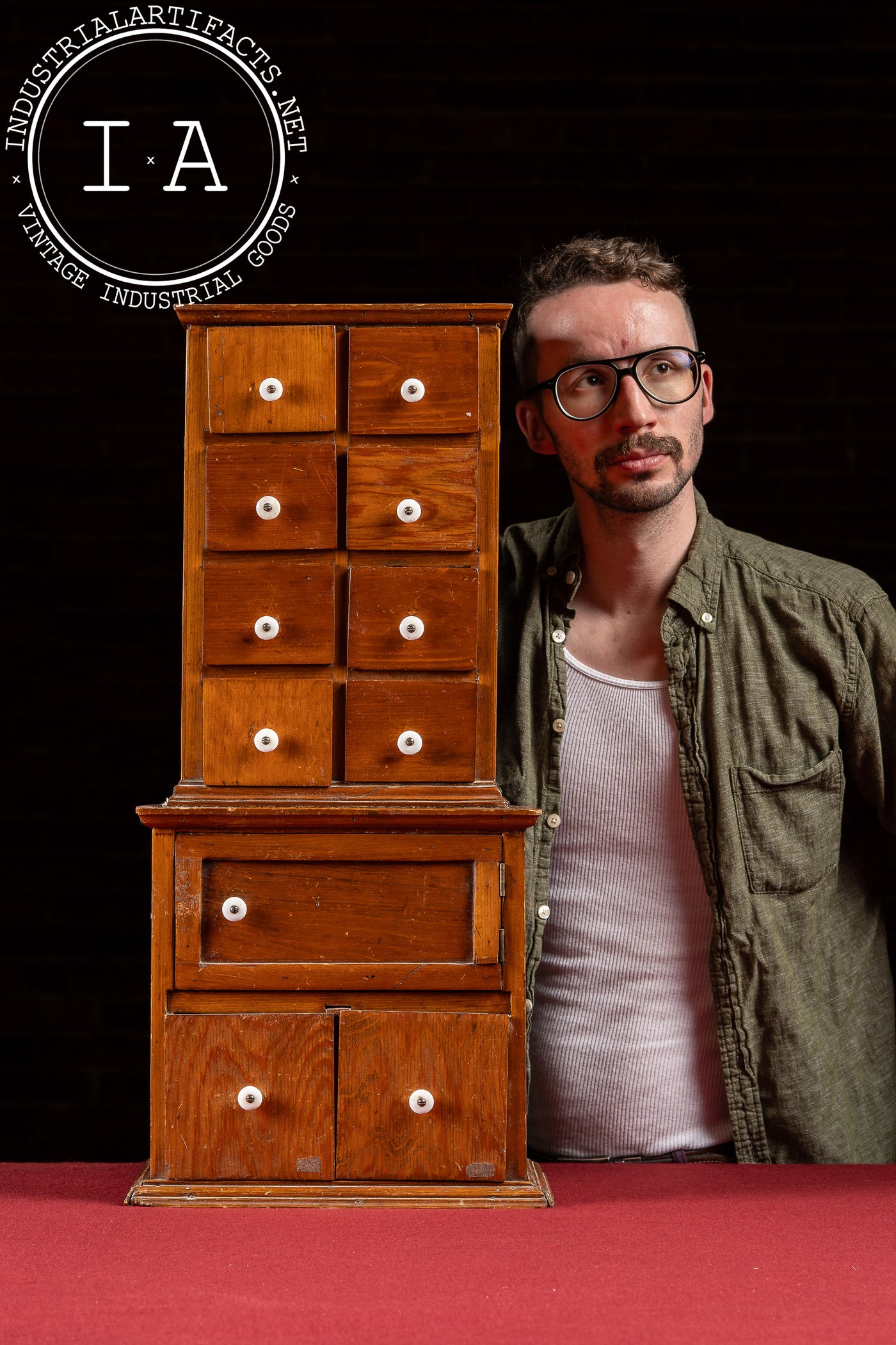 Vintage Folk Art Wooden Cabinet