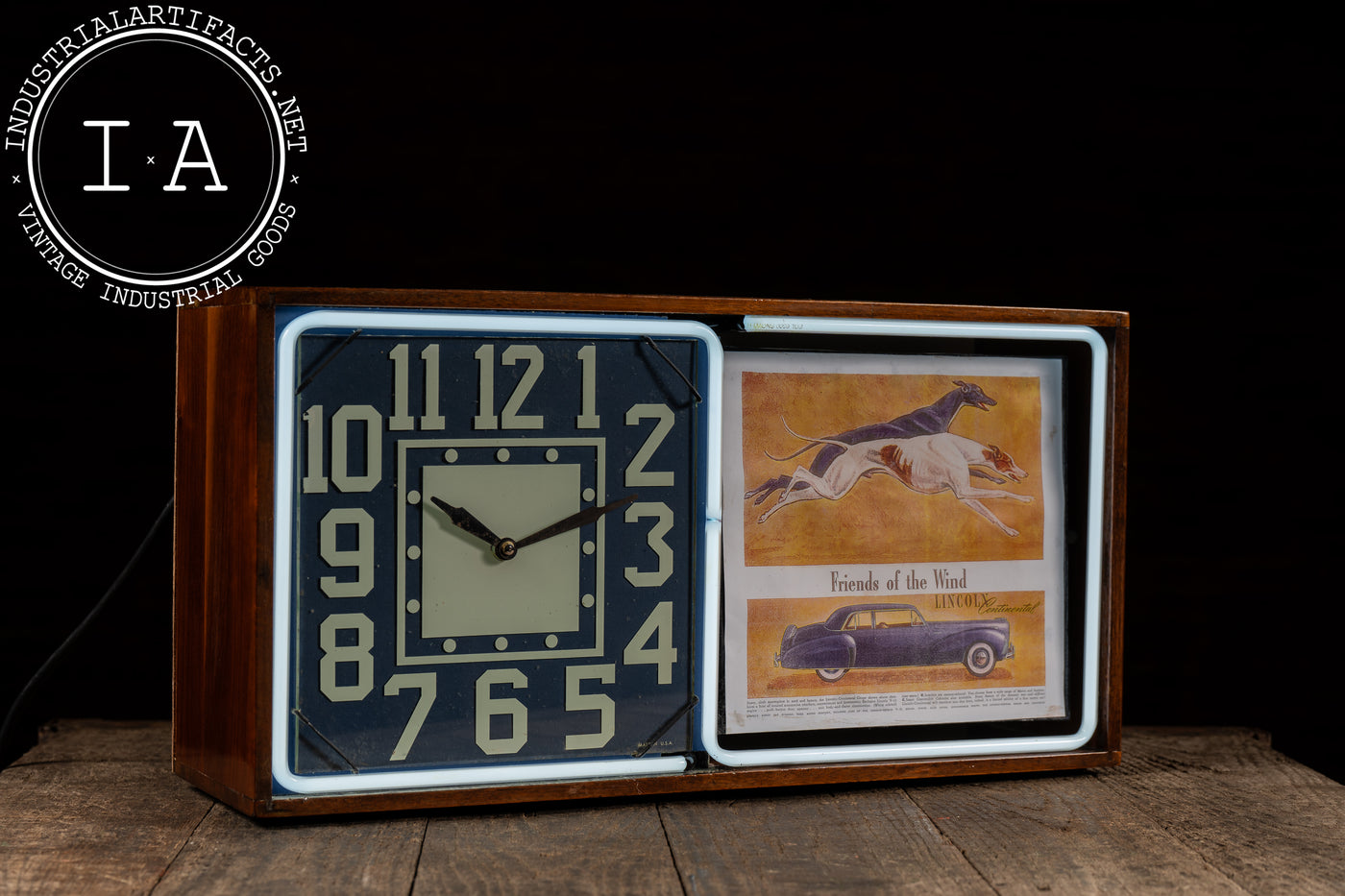 Vintage Neon Revolving Advertising Clock by Electric Ad Clock