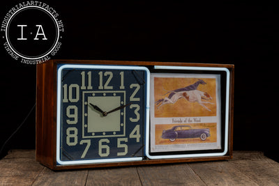 Vintage Neon Revolving Advertising Clock by Electric Ad Clock