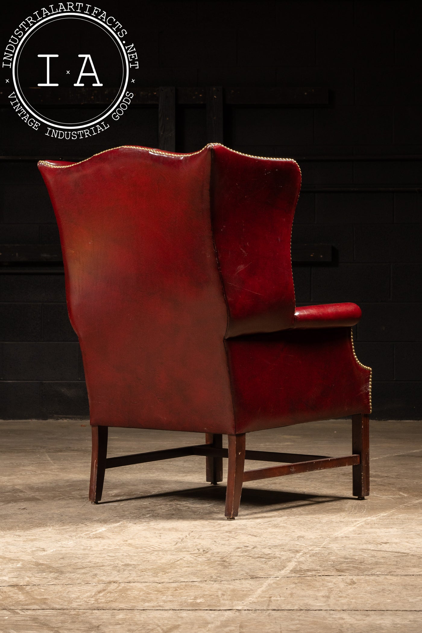 Vintage Tufted Leather Chesterfield Armchair in Red