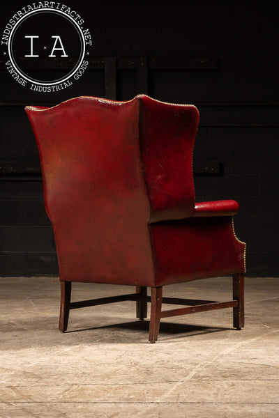 Vintage Tufted Leather Chesterfield Armchair in Red