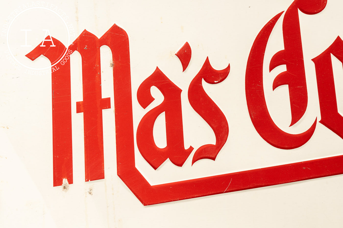 Vintage Ma's Cola Embossed Tin Litho Advertising Sign