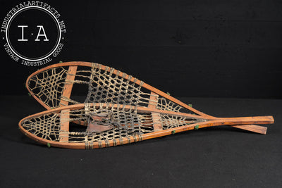 Primitive Wooden Snowshoes with Rawhide Webbing