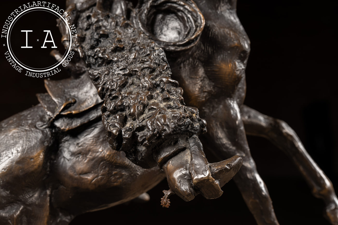 Smokin' Up | 1903 C. M. Russel Bronze Statue on Plaque, Signed and Dated