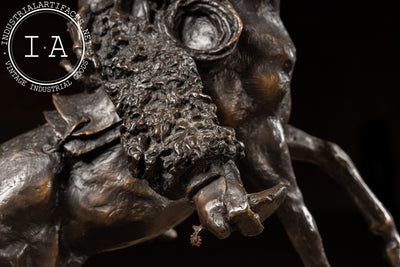 Smokin' Up | 1903 C. M. Russel Bronze Statue on Plaque, Signed and Dated