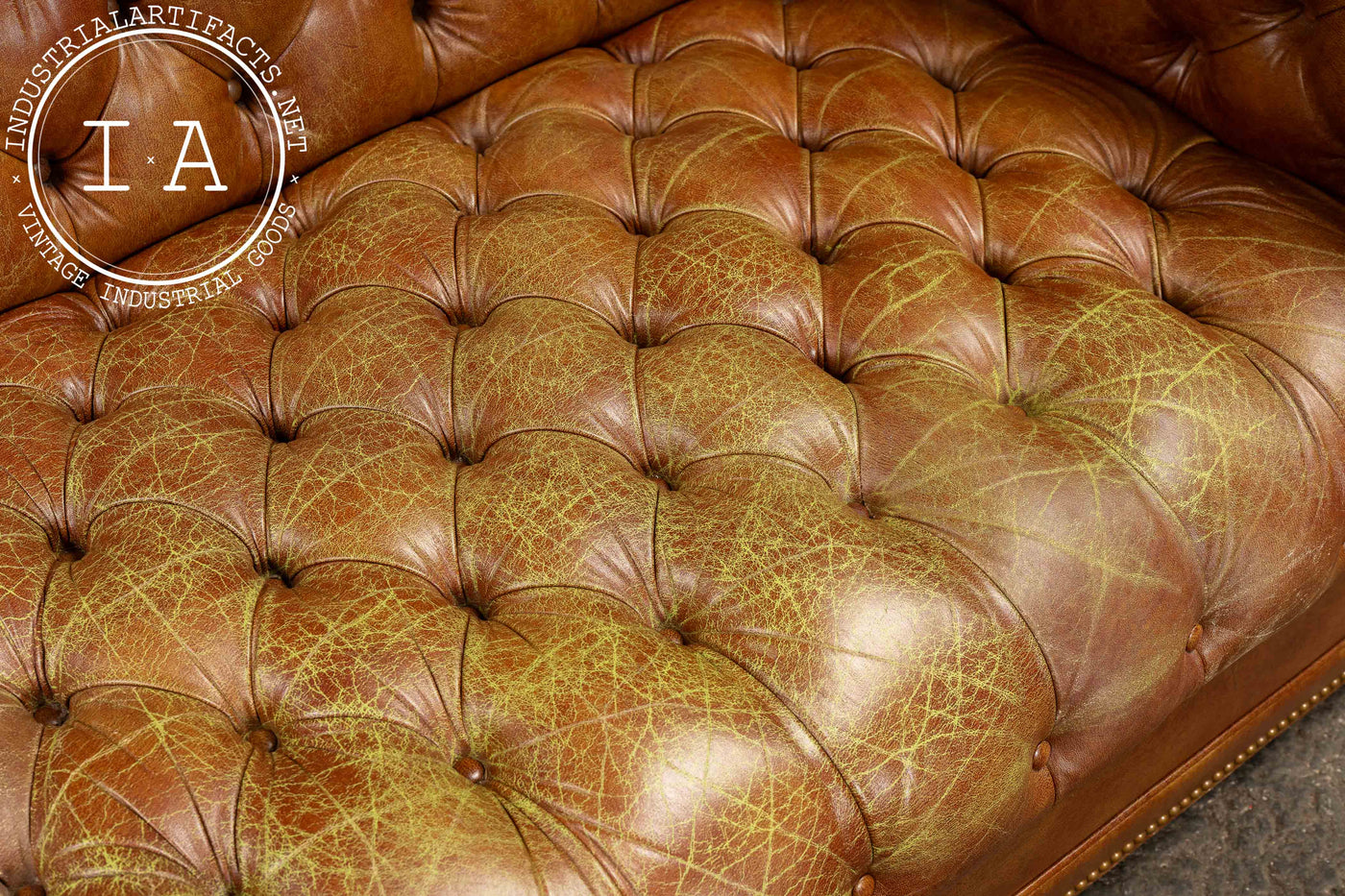 Tufted Leather Chesterfield Sofa in Brown