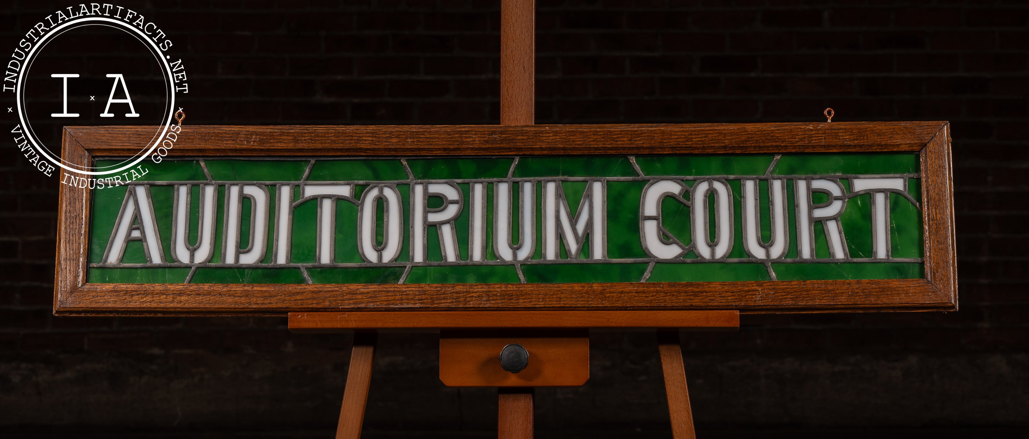 Antique “Auditorium Court” Stained Glass Transom Sign – Industrial ...