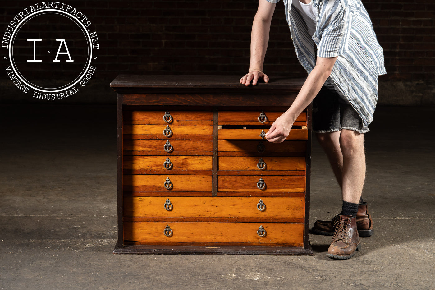 Early 20th Century 16-Drawer Oak Dental Cabinet