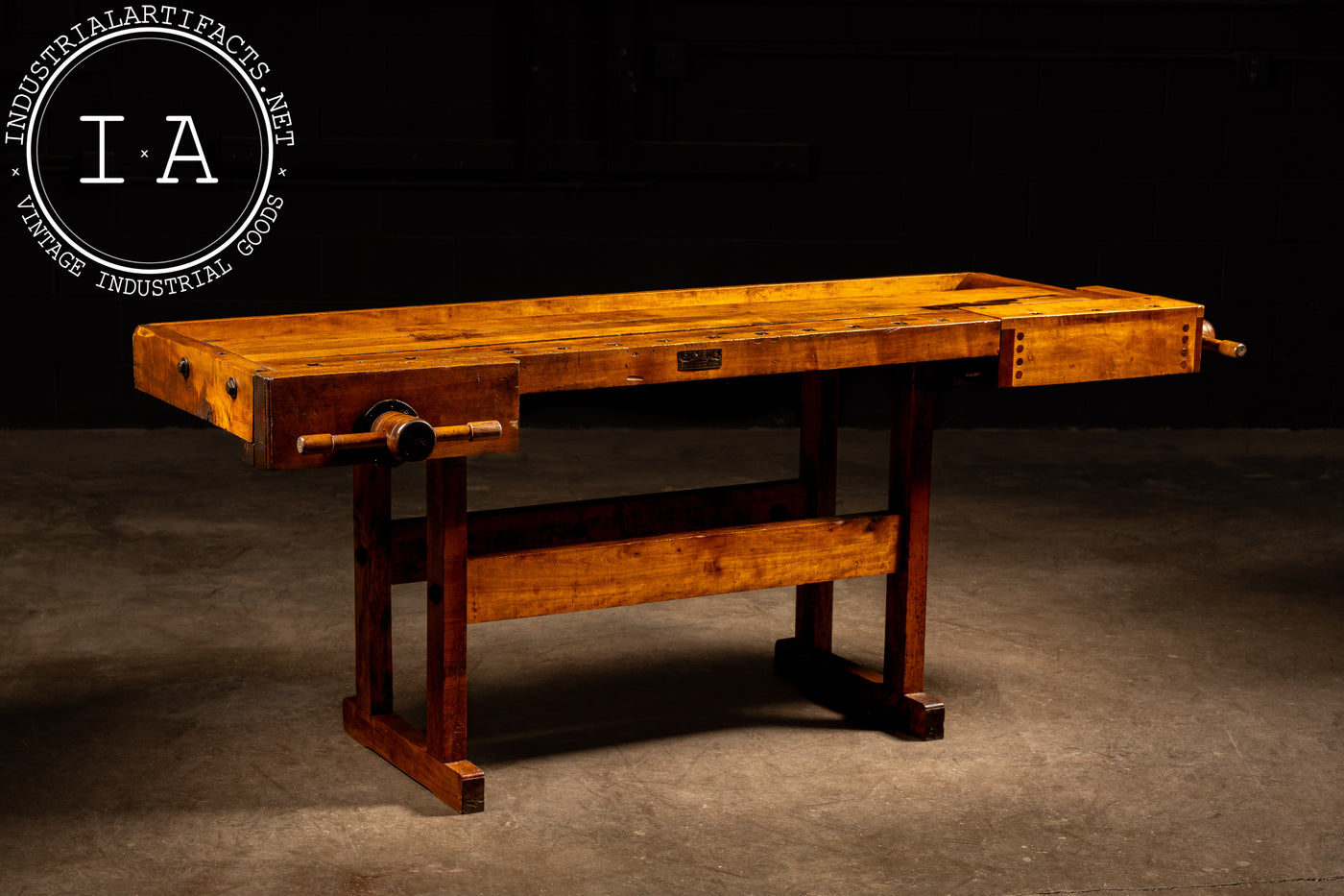 Antique Wooden Carpenters Bench by Stebbins Hardware Co.