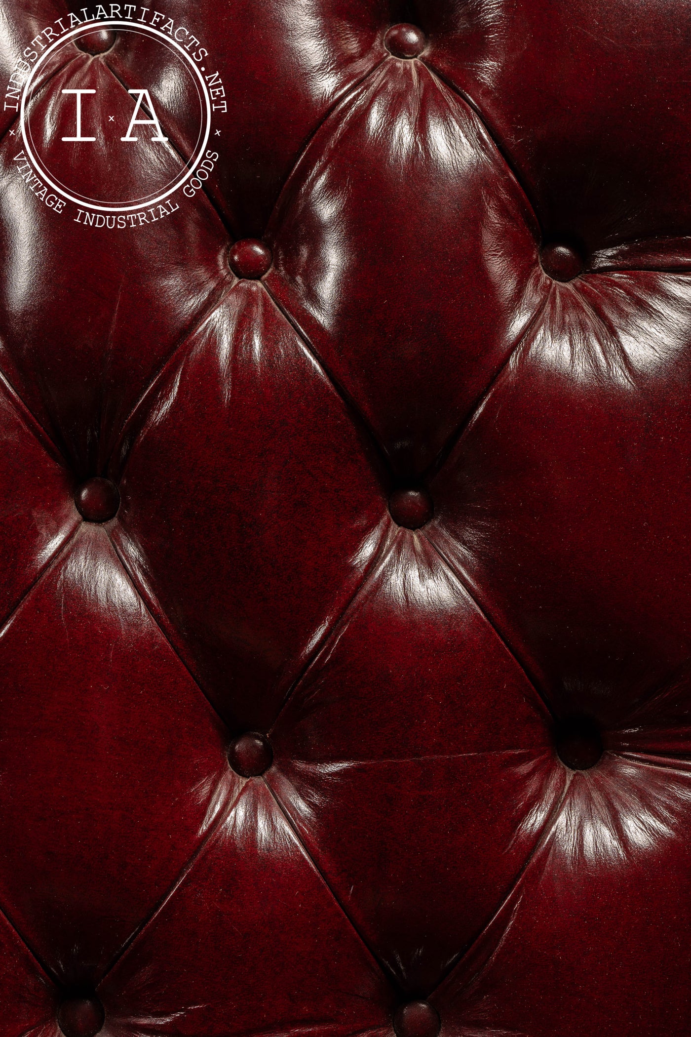 Vintage Tufted Leather Chesterfield Armchair in Red