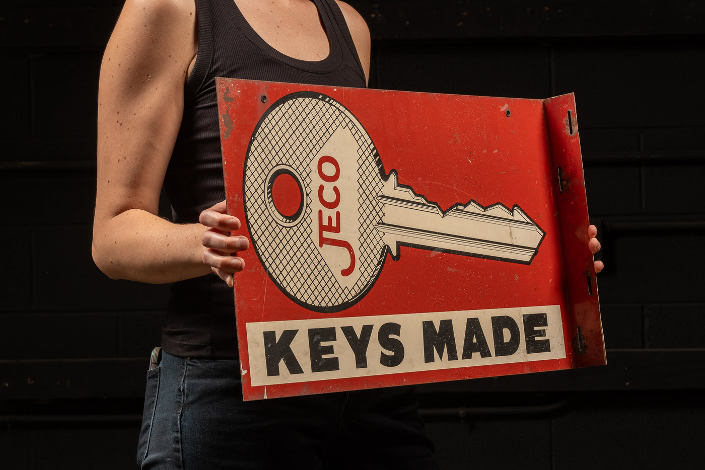 c. 1940s JECO Key Co. Double-Sided Mercantile Sign