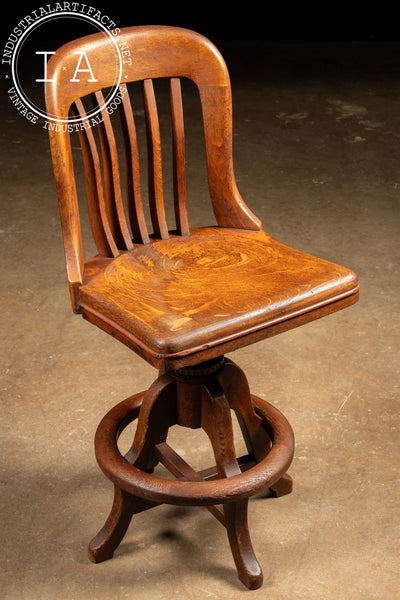 Vintage Wooden Bookkeeping Swivel Stool