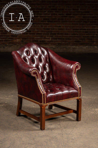 Vintage Burgundy Tufted Leather Chesterfield Club Chair