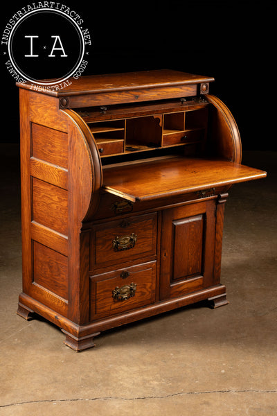 Early 20th Century Oak Roll-Top Secretary Desk