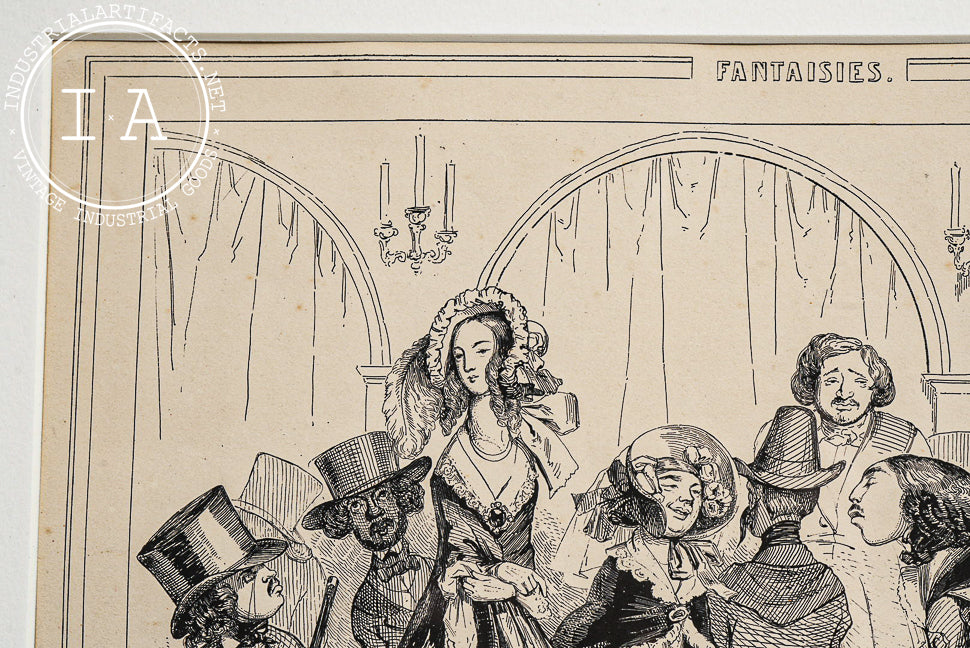 Framed 19th Century Satirical Lithograph by J. Traviès