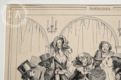 Framed 19th Century Satirical Lithograph by J. Traviès