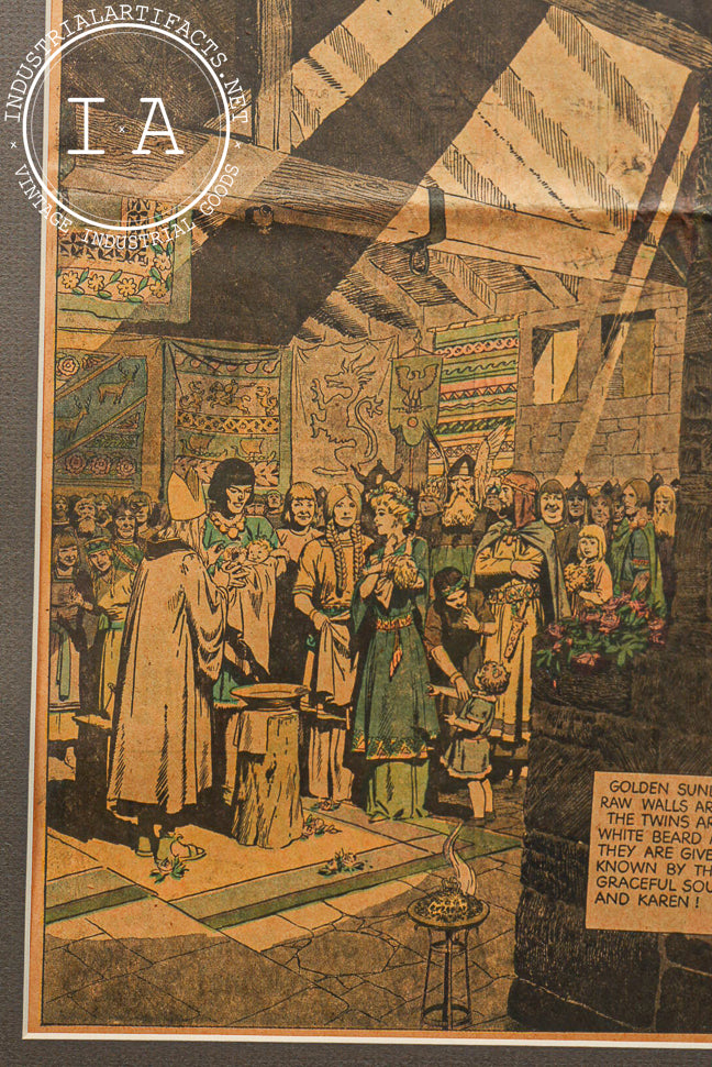 Vintage Framed Prince Valiant Comic Page by Hal Foster