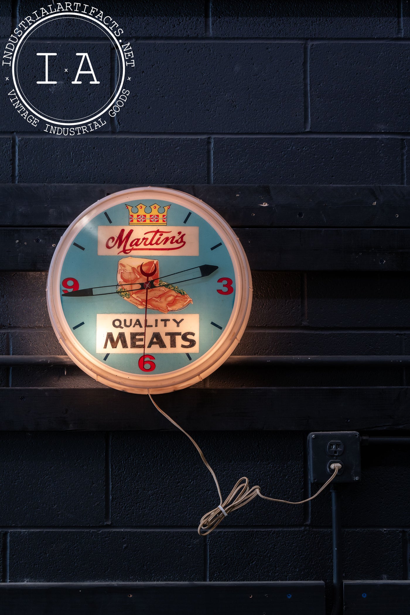 Martin's Quality Meats Lighted Advertising Clock