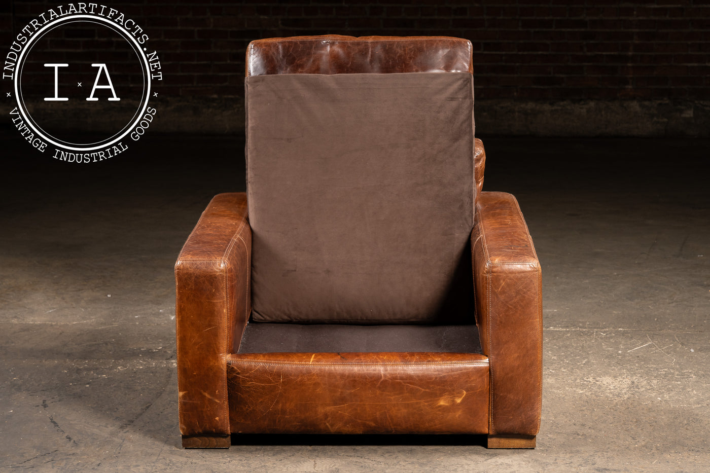 Full Grain Leather Leather Club Chair and Ottoman in Brown by RH