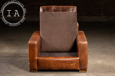 Full Grain Leather Leather Club Chair and Ottoman in Brown by RH