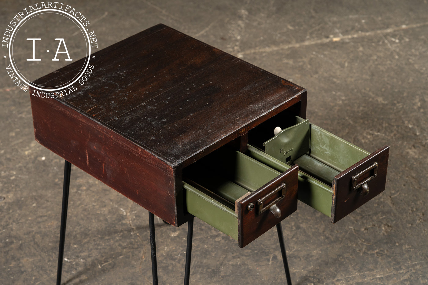 Mid-Century Two-Drawer Card Catalog Side Table by Globe-Wernicke