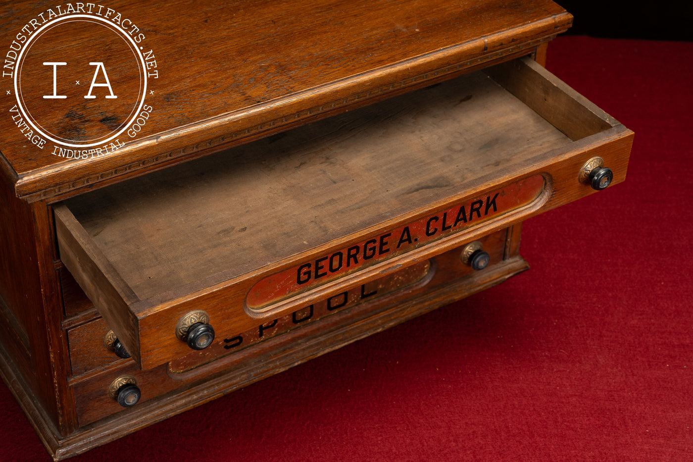 Late 19th Century Mercantile Countertop Wooden Spool Cabinet
