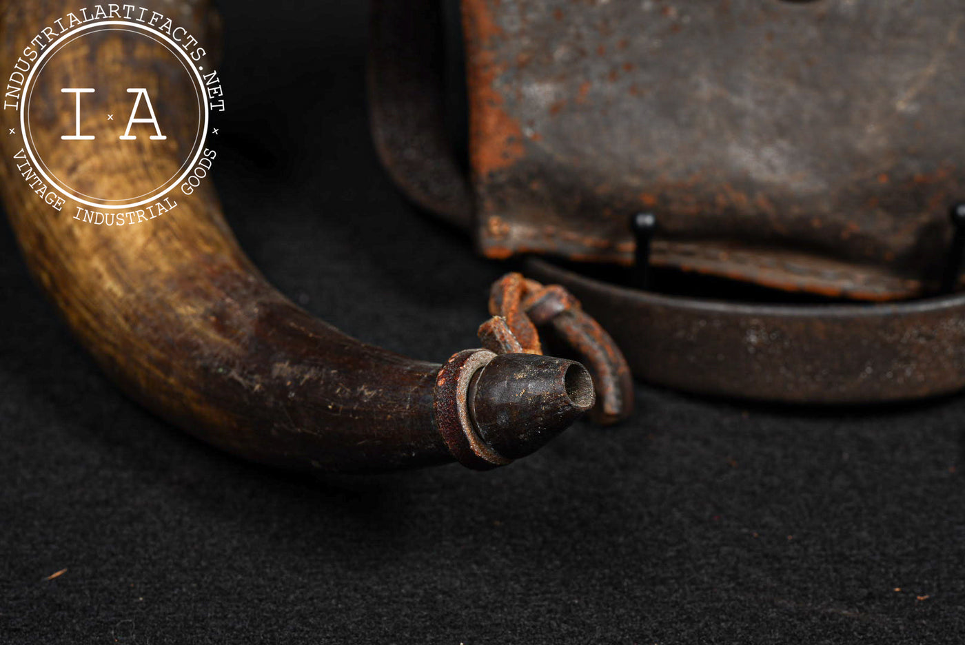 Civil War-Era Flintlock Pistol with Powder Horn and Leather Cartridge Pouch