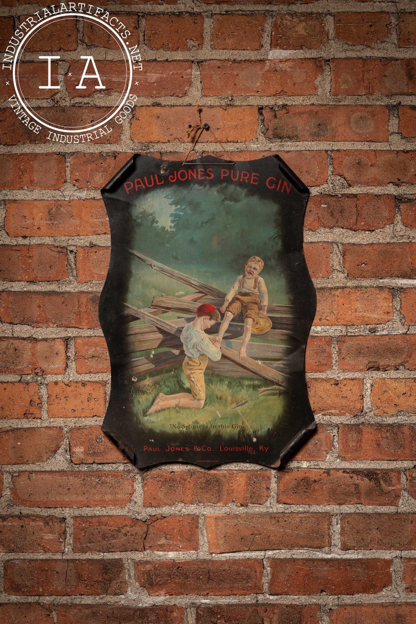 Antique Paul Jones Pure Gin Self-Framed Advertising Sign