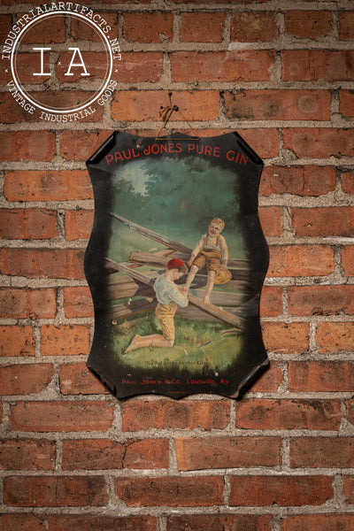 Antique Paul Jones Pure Gin Self-Framed Advertising Sign
