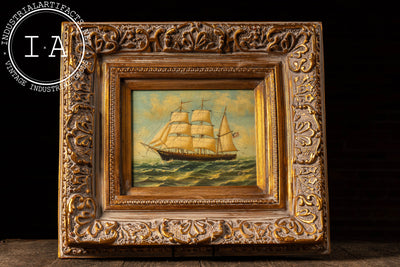 Ship At Sea - Going Left | Framed Oil Painting, Signed