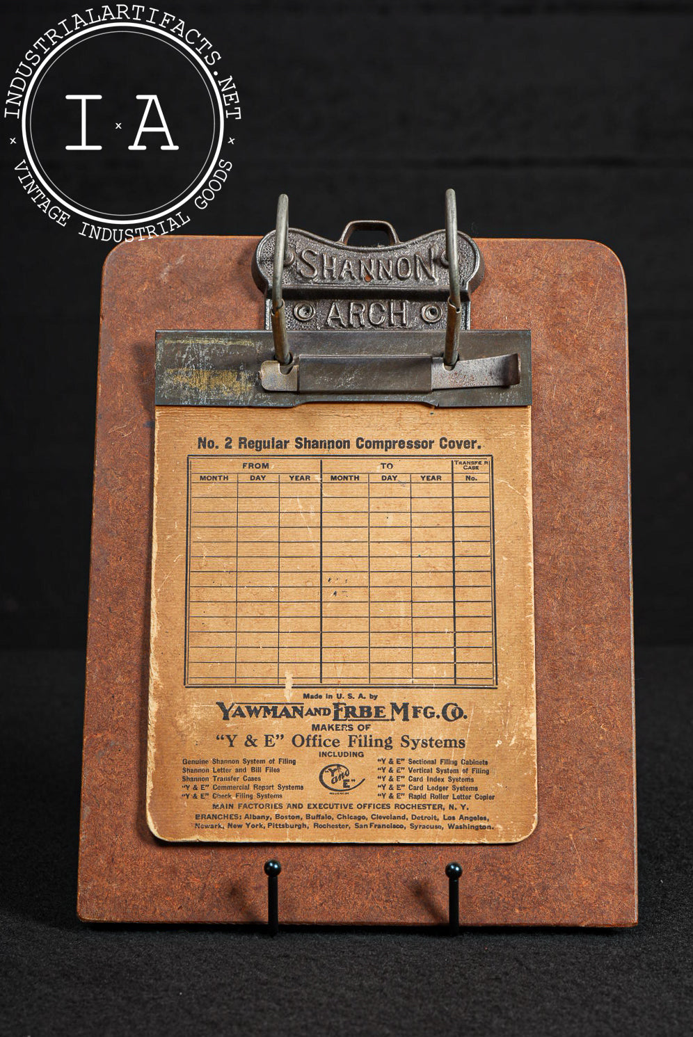 Antique Shannon Arch Filing Clipboard by Yawman & Erbe