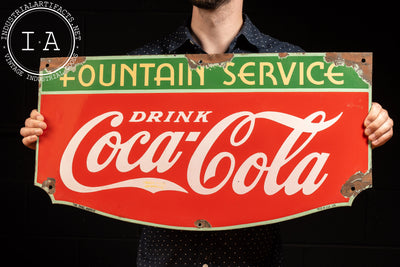 Vintage Large SSP Coke Fountain Service Sign