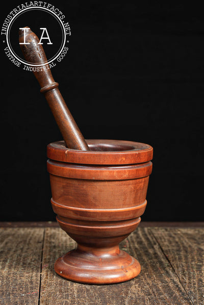 19th Century Turned Wood Apothecary Mortar & Pestle